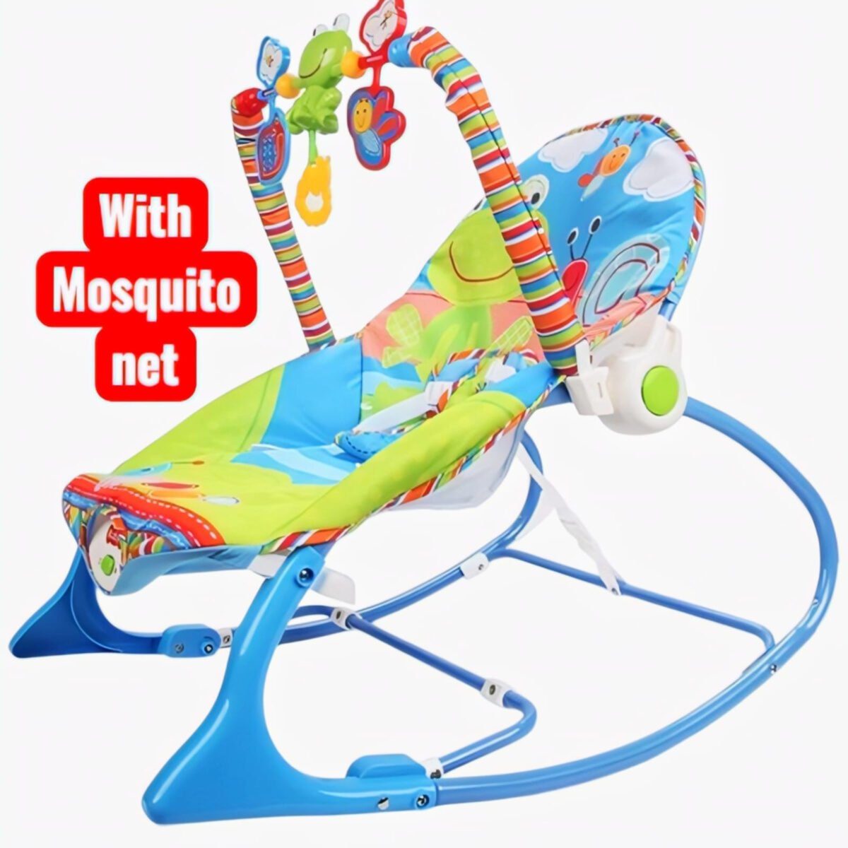 Baby Rocker with Mosquito Net (Blue) - Image 3