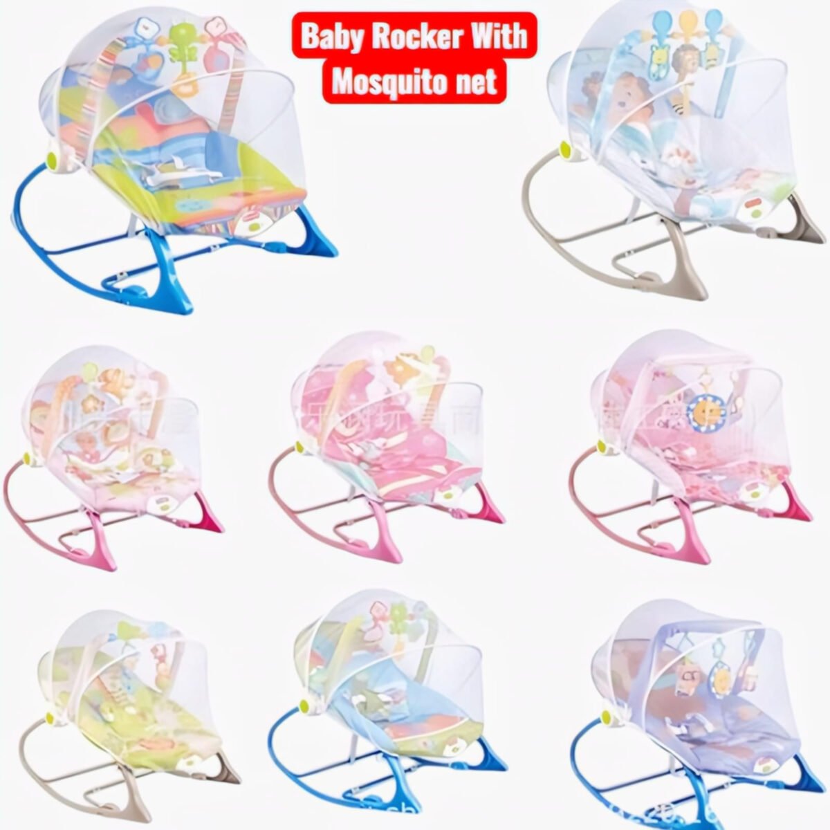 Baby Rocker With Mosquito Net (Pink)