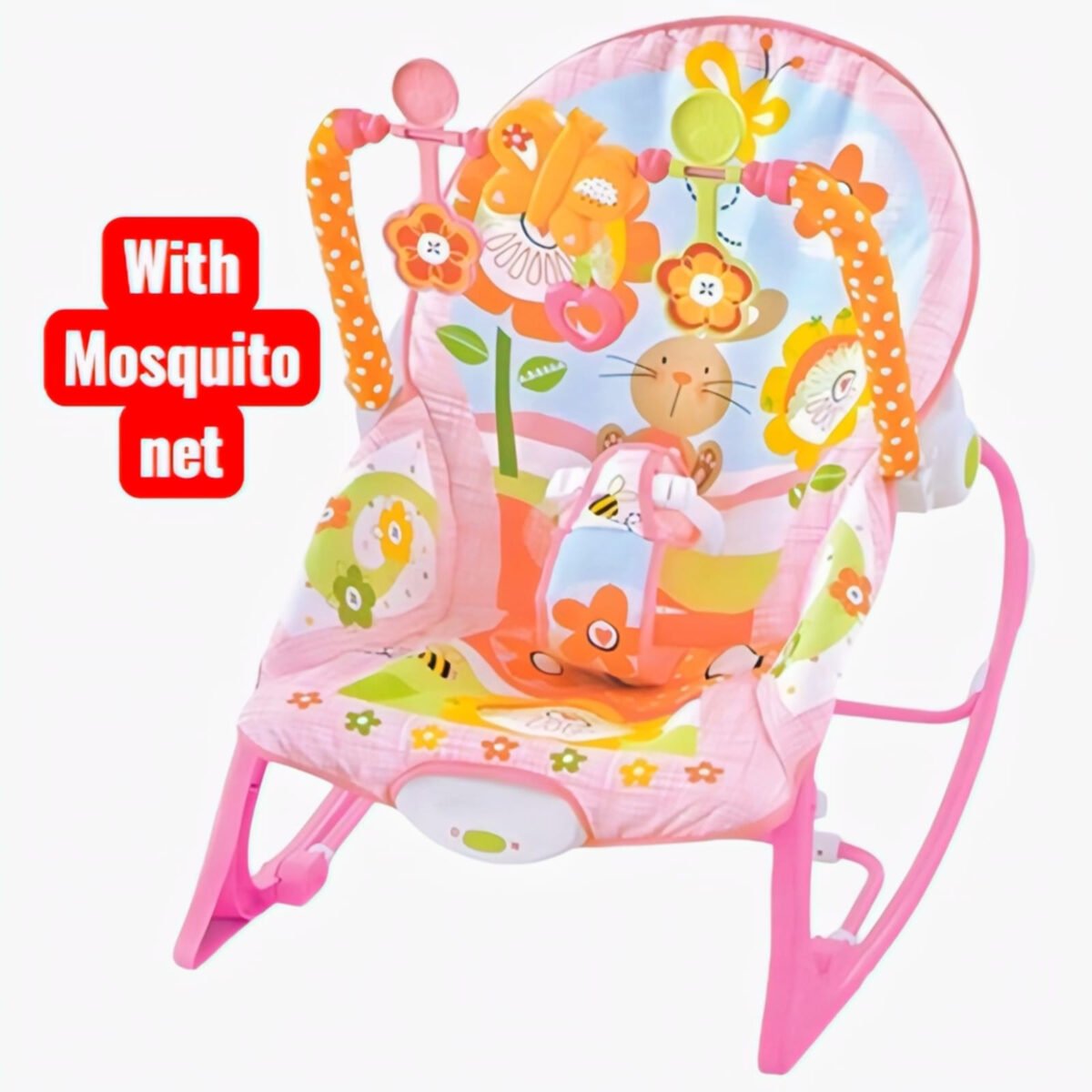 Baby Rocker With Mosquito Net (Pink) - Image 3